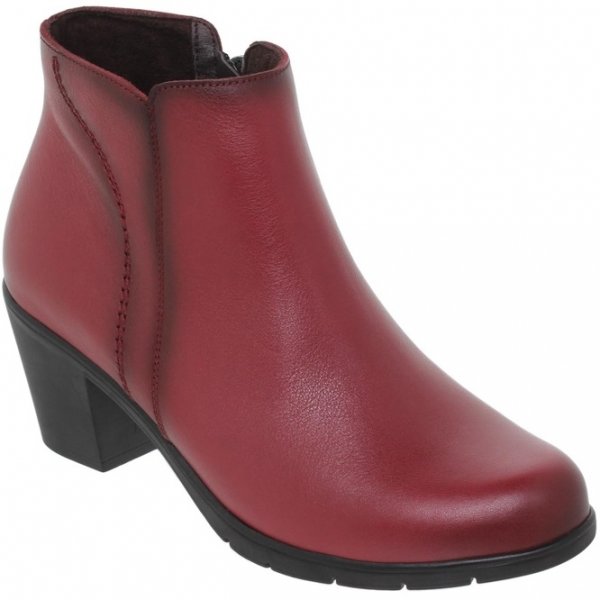 Botine Dama cu Toc din Piele Burgundy