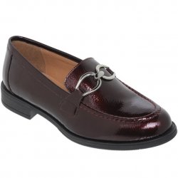 Pantofi Dama din Piele cu Toc Burgundy