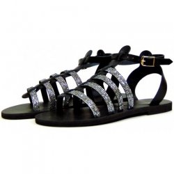 Sandale Dama Gladiator Glitter Negre