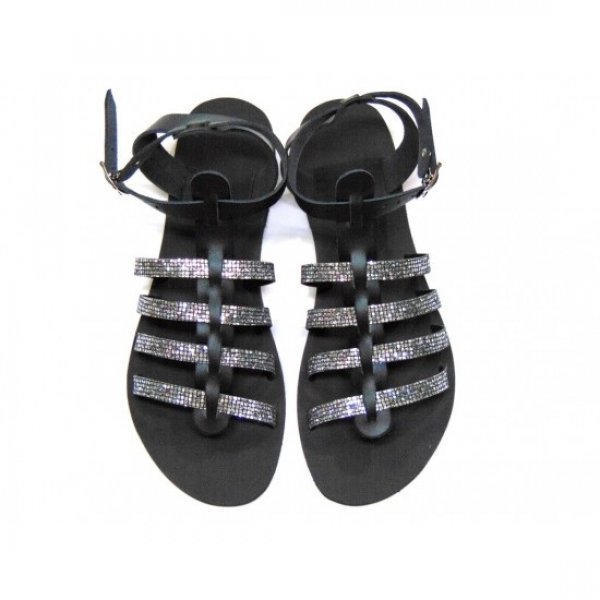 Sandale Dama Gladiator Glitter Negre