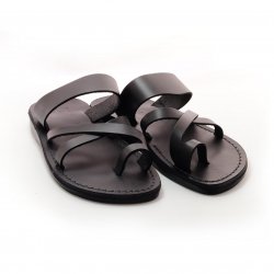 Sandale Hippie Piele Naturala cu Deget Negre