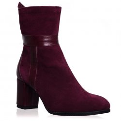 Botine piele intoarsa Brandusa Burgundy - sau Orice Culoare