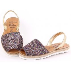  Sandale Dama Piele Platforma Avarca Glitter Multicolor