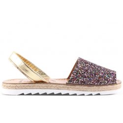  Sandale Dama Piele Platforma Avarca Glitter Multicolor