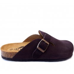 Papuci Dama Clogs Talpa Cork Piele Naturala Maro Plakton