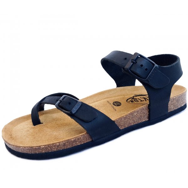 Sandale Dama Cork Piele Naturala Negre Plakton Zomba