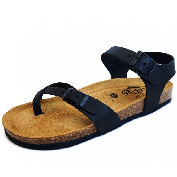 Sandale Dama Cork Piele Naturala Negre Plakton Zomba