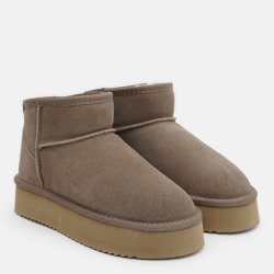 Cizme UGGuri Piele Ultra Mini Bej Caribou Platforma