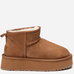 Cizme UGGuri Piele Ultra Mini Camel Chestnut Platforma