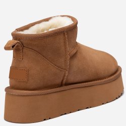 Cizme UGGuri Piele Ultra Mini Camel Chestnut Platforma