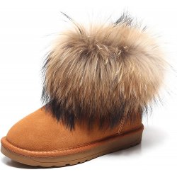 Cizme Piele Camel Mini Fox Fur