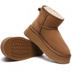 Cizme UGGuri Piele Mini Camel Platforma