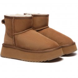 Cizme UGGuri Piele Mini Camel Platforma