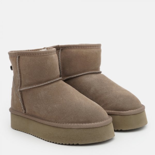 Cizme UGGuri Piele Mini Bej Caribou Platforma