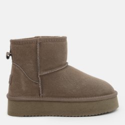 Cizme UGGuri Piele Mini Bej Caribou Platforma