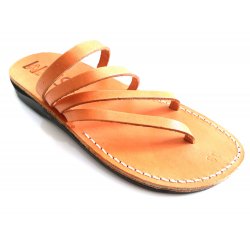 Sandale Spirala tip Papuc Unisex Camel Piele Naturala