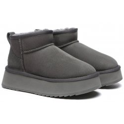 Cizme UGGuri Piele Ultra Mini Gri Platforma