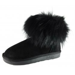 Cizme Piele Negre Fox Fur Blana Vulpe