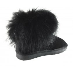 Cizme Piele Negre Fox Fur Blana Vulpe